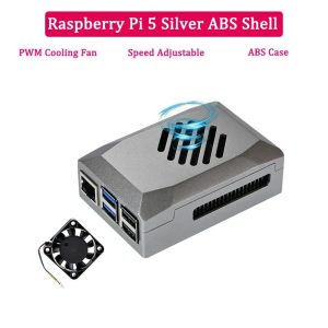 Raspberry Pi 5 ABS Silver-Shadow Case with Cooling PWM Fan